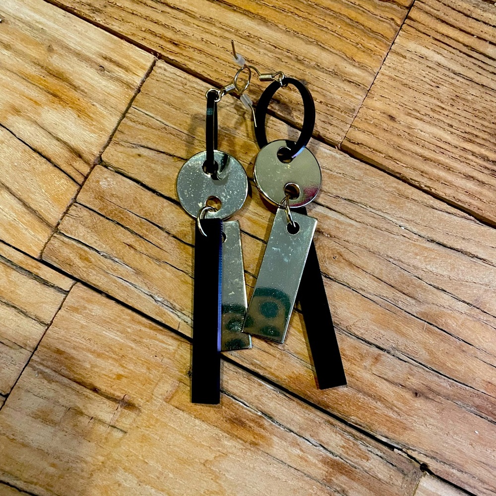 Funky mixed material oversized earrings
